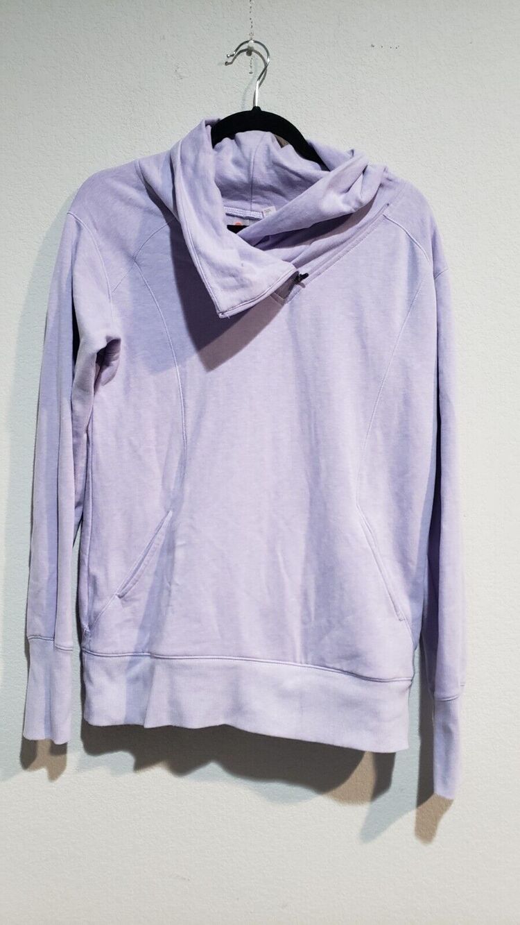 Zella Cool Down Pullover Purple Hooded Sweater Size M